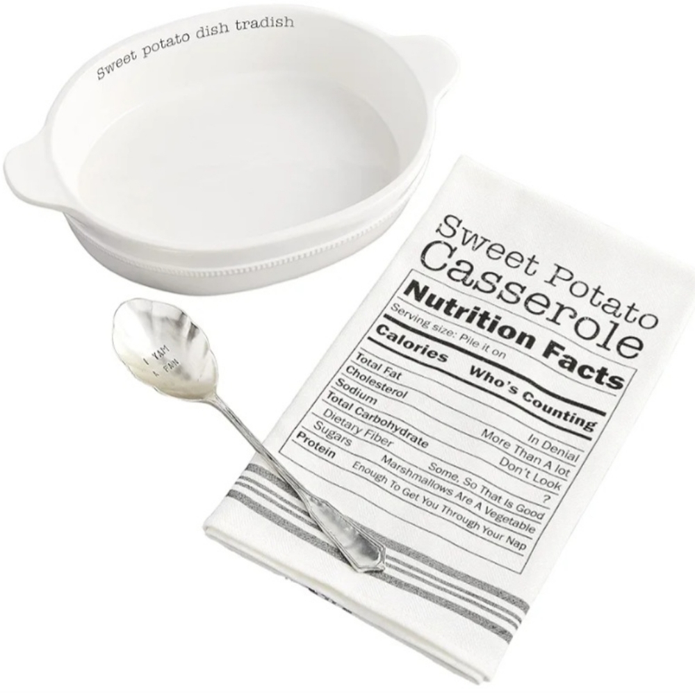 Mud Pie Circa Sweet Potato Casserole Baker Set, White, 2 1/2" x 13"